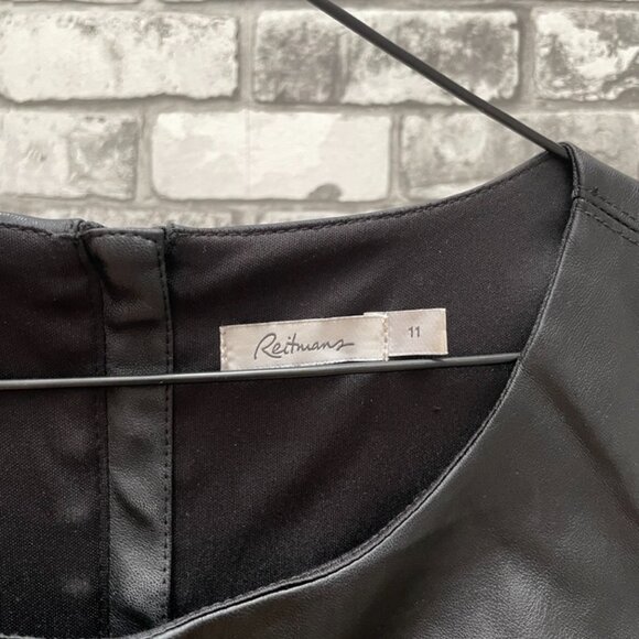 Faux Leather And Suede Trim Little Black Dress - Picture 2 of 6